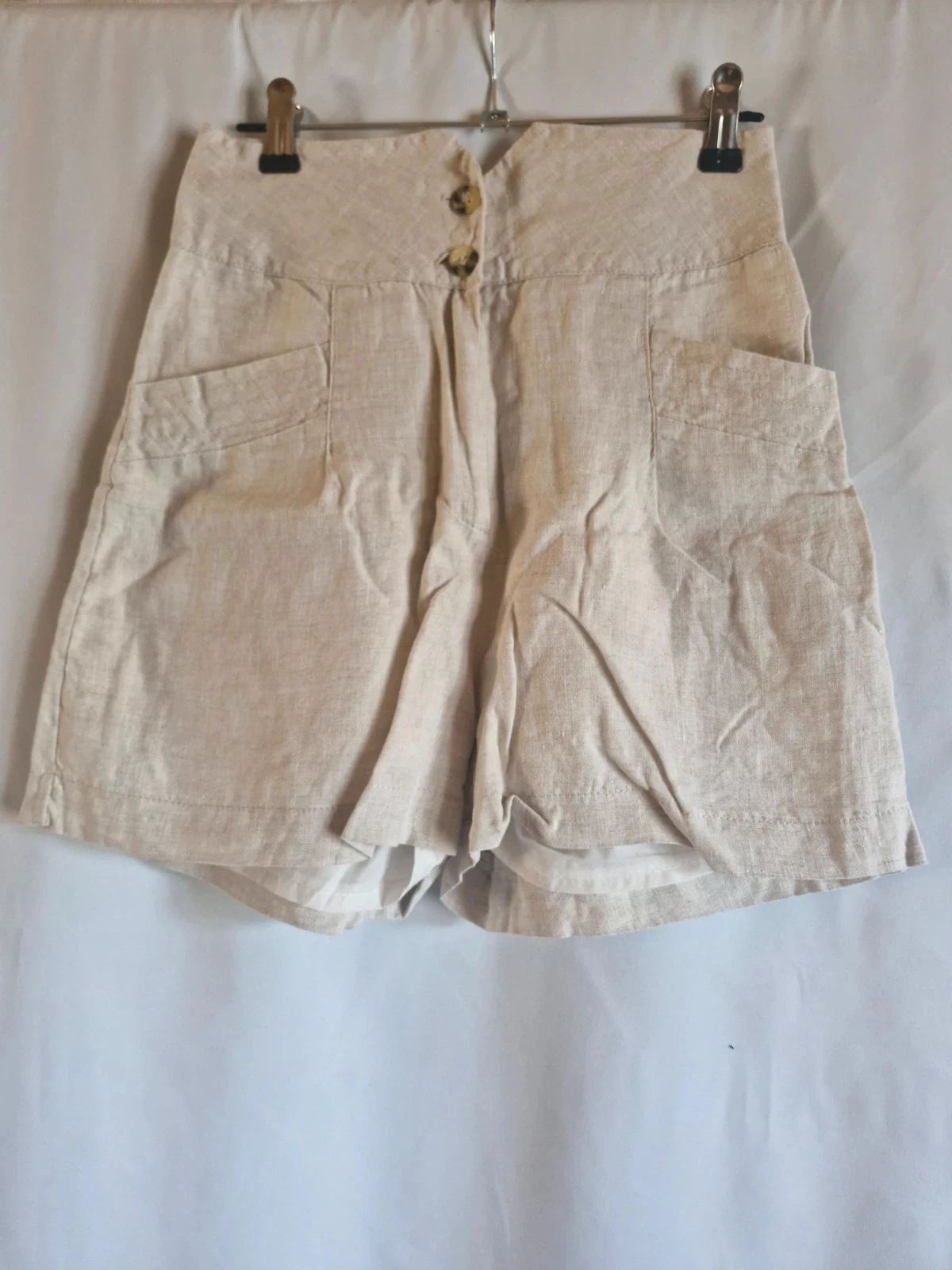 Short en lin Easy Clothes femme XS beige taille haute